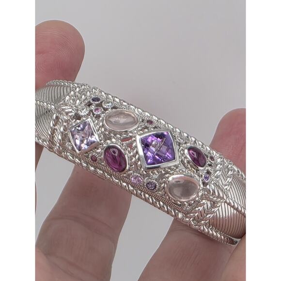 Judith Ripka STERLING SILVER925 Purple Multi-gemstone cuff Bracelet - Picture 1 of 15